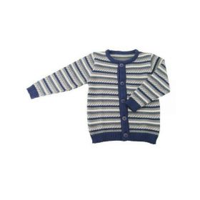 Cardigan din lana merinos impletita - Iobio - Limited Edition - Vintage Blue