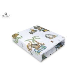 Cearceaf cu elastic, MimiNu, Pentru patut 120X60 cm, Din bumbac certificat Oeko Tex Standard 100, Design, Pirates Blue