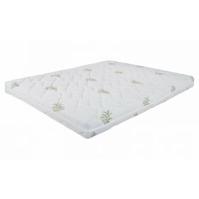 Saltea cu spumă poliuretanică Somnexpert 90x200, înălțime 17 cm, ortopedică, husă bumbac Aloe Vera detașabilă și lavabilă, rulată, fermitate medie