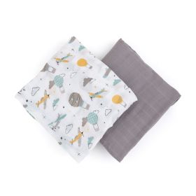 Set 2 scutece, Petite&Mars, Misty Grey Planes, Din muselina de bambus, Hipoalergenice, Dimensiuni mari 120 x 120 cm, Certificate Oeko Tex Standard 100, Multicolor