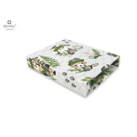 Cearceaf cu elastic, MimiNu, Pentru patut 140X70 cm, Din bumbac certificat Oeko Tex Standard 100, Design, Detective Natural