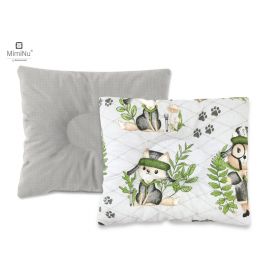 Perna bebelus, MimiNu, Profilata, Cu doua fete, Cu functie anti-soc, Pufoasa, Din catifea si bumbac, Materiale certificate Oeko Tex Standard 100, 23x26 cm, Velvet Detective Natural