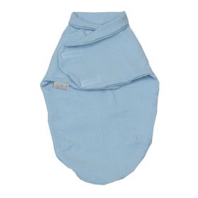 AMY - Sistem de infasare Baby swaddle Puzzle Muslin din Bumbac, Albastru
