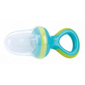 Dispozitiv de hranire, Nuby pentru fructe si legume, Include capac de protectie, 6+ luni, Albastru/Verde