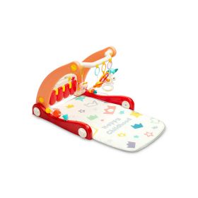 Antemergator 2 in 1, Toyz, Cu un covor colorat detabil si panou multimedia cu melodii, Cu bara cu jucarii senzoriale, Ajuta la concentrare si la captarea atentiei, 78x54x44 cm, 0 luni+, Portocaliu