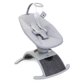 Balansoar, Chicco, Comfy Wave, Cu spatar reglabil, Cu 8 miscari de balansare, 5 viteze, Cu melodii si timer, Cu jucarii reversibile, Greutate maxima 9 kg, 77 x 29 x 45 cm, 0 luni+, Gri
