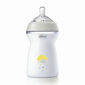 Biberon anticolici, Chicco, Natural Feeling, Plastic, Cu tetina Din silicon moale, Pentru hranire alternativa, Potrivit pentru nou-nascuti si sugari, Fara BPA, 330 ml, 6 luni+, Bej