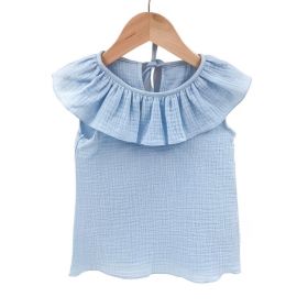 Tricou cu volanase pentru copii, din muselina, Bluebird, 2-3 ani