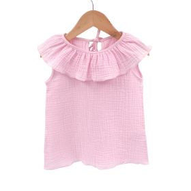 Tricou cu volanase pentru copii, din muselina, Magic Pink, 4-5 ani