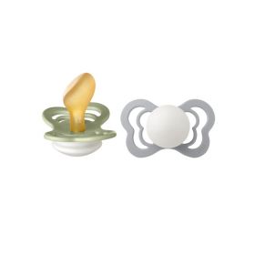 BIBS - Set 2 suzete Fosforescente Couture Glow Latex, tetina anatomica, 6 luni +-Sage/Cloud