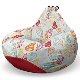 Fotoliu Puf Bean Bag tip Para XL, Alb cu Pere Multicolore