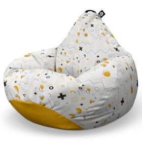 Fotoliu Puf Bean Bag tip Para XL, Memphis Alb cu Galben