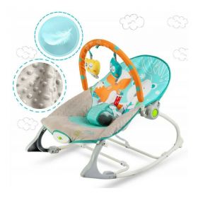 Balansoar pentru copii, cu vibratii, 2 trepte de inclinare, bara de jucarii, Ricokids, Blue / Orange