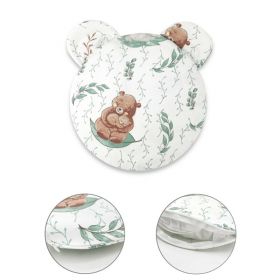 Perna ergonomica, MimiNu, Ursulet, Cu doua urechi, Cu husa detasabila cu fermoar, Materiale certificate Oeko Tex Standard 100, Pentru patut, carucior, scoica/scaun auto, Lulu natural