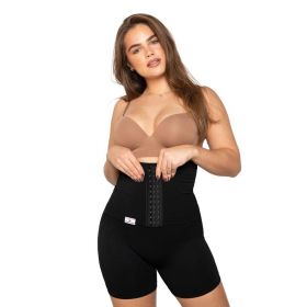 Colanti scurti modelatori cu centura abdominala postnatala integrata WonderMom Negri marimea L