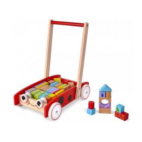 Antemergator din lemn + 40 de cuburi Ecotoys 2112 Buburuza