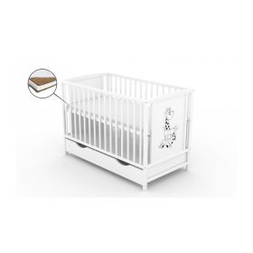 Patut cu sertar VESSANTI BERTA GIRAFA - Alb + Saltea Cocos 10 cm