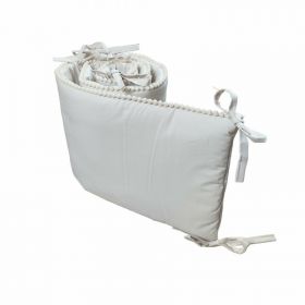 Aparatoare pentru patut copii, Bumbac, cu Pompoane Decorative, 180 x 30 cm, Koell, Boho, Bej Delicat