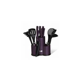 Set cutite si ustensile de bucatarie, 12 piese, Purple Eclipse Collection, Berlinger Haus, BH/6258