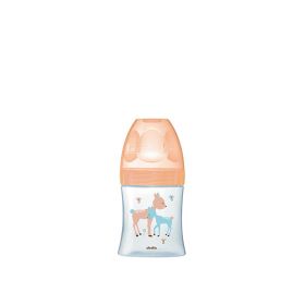Biberon Dodie Sensation+, STICLĂ, 150 ml, 0-6 luni, debit 1, Anti-colici, tetină plată, BEJ, CĂPRIOARĂ