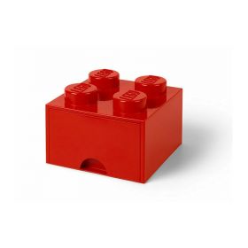 Cutie depozitare LEGO 2x2 cu sertar, rosu