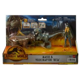 JURASSIC WORLD DOMINION SET 2 FIGURINE MAISIE SI SI VELOCIRAPTOR BETA