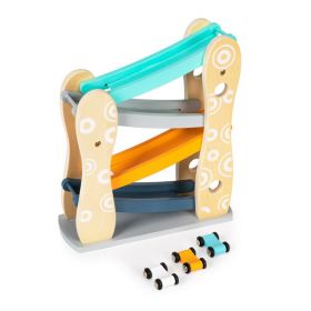 Pista tip tobogan din lemn pentru masinute, B BEEZ, Multistore, tobogan + 3 masini