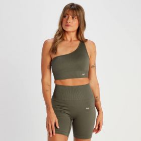 Bustieră asimetrică striată fără cusături MP Tempo pentru femei - Taupe Green - XL