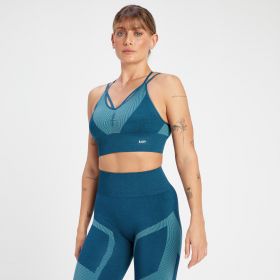 Bustieră sport fără cusături MP Impact Scrunch pentru femei - Teal Blue - L