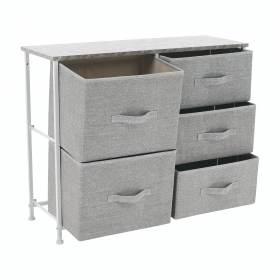 Comoda cu sertare din material textil, gri/alb/gri deschis, ROSITA TYP 3