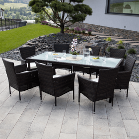 Set de gradina din 9 piese, maro/bej, MENIBOR