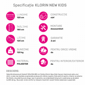 Scaun suspendabil balansoar, verde, KLORIN NEW KIDS