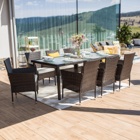 Set de gradina din 9 piese, maro/bej, MENIBOR