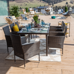Set de gradina din 9 piese, maro/bej, MENIBOR