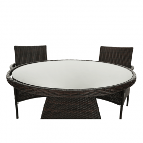 Set de gradina din ratan cu 5 piese, maro inchis/crem, RANDEL