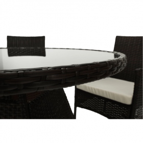 Set de gradina din ratan cu 5 piese, maro inchis/crem, RANDEL