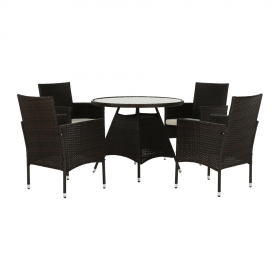 Set de gradina din ratan cu 5 piese, maro inchis/crem, RANDEL