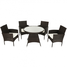 Set de gradina din ratan cu 5 piese, maro inchis/crem, RANDEL