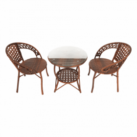Set de gradina din rattan 1 + 2, maro, JARUB