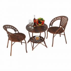Set de gradina din rattan 1 + 2, maro, JARUB