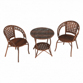 Set de gradina din rattan 1 + 2, maro, JARUB