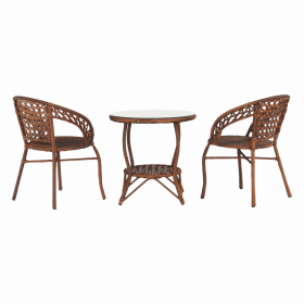 Set de gradina din rattan 1 + 2, maro, JARUB