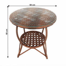 Set de gradina din rattan 1 + 2, maro, JARUB