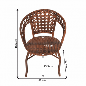 Set de gradina din rattan 1 + 2, maro, JARUB