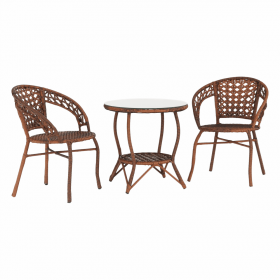 Set de gradina din rattan 1 + 2, maro, JARUB