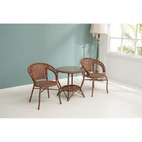 Set de gradina din rattan 1 + 2, maro, JARUB
