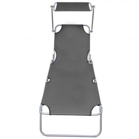 Sezlong pliabil cu protectie solara 189 x 58 x 27 cm