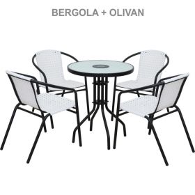 Scaun stivuibil, alb/negru, BERGOLA
