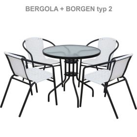 Scaun stivuibil, alb/negru, BERGOLA