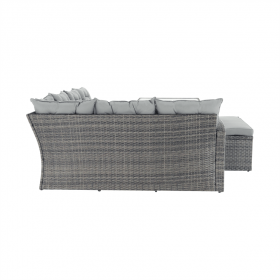 Set de gradina din 3 piese, rattan, gri, AUREK